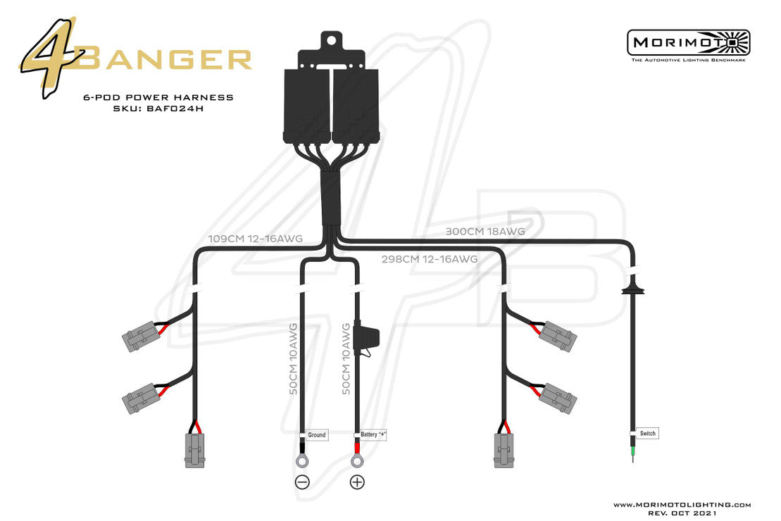 Morimoto Switched Power Harness: 6x Outputs (Extended) FOR FOG LIGHTS