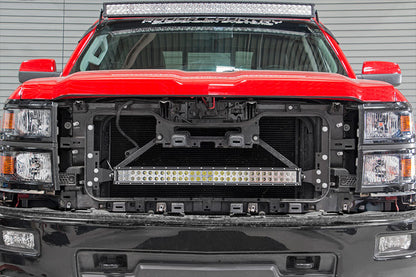 LED LIGHT KIT BEHIND GRILLE MOUNT | 30" BLACK DUAL ROW | WHITE DRL | CHEVY SILVERADO 1500 (14-15)